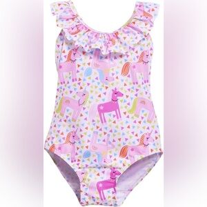 NWT UPF 50+ unicorn party cross back swimsuit